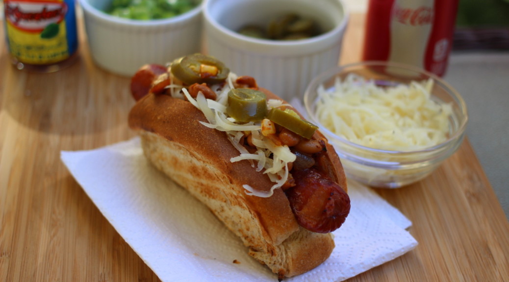 chili dog with chipotle beans