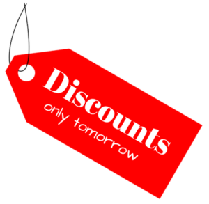 Discounts only tomorrow tag